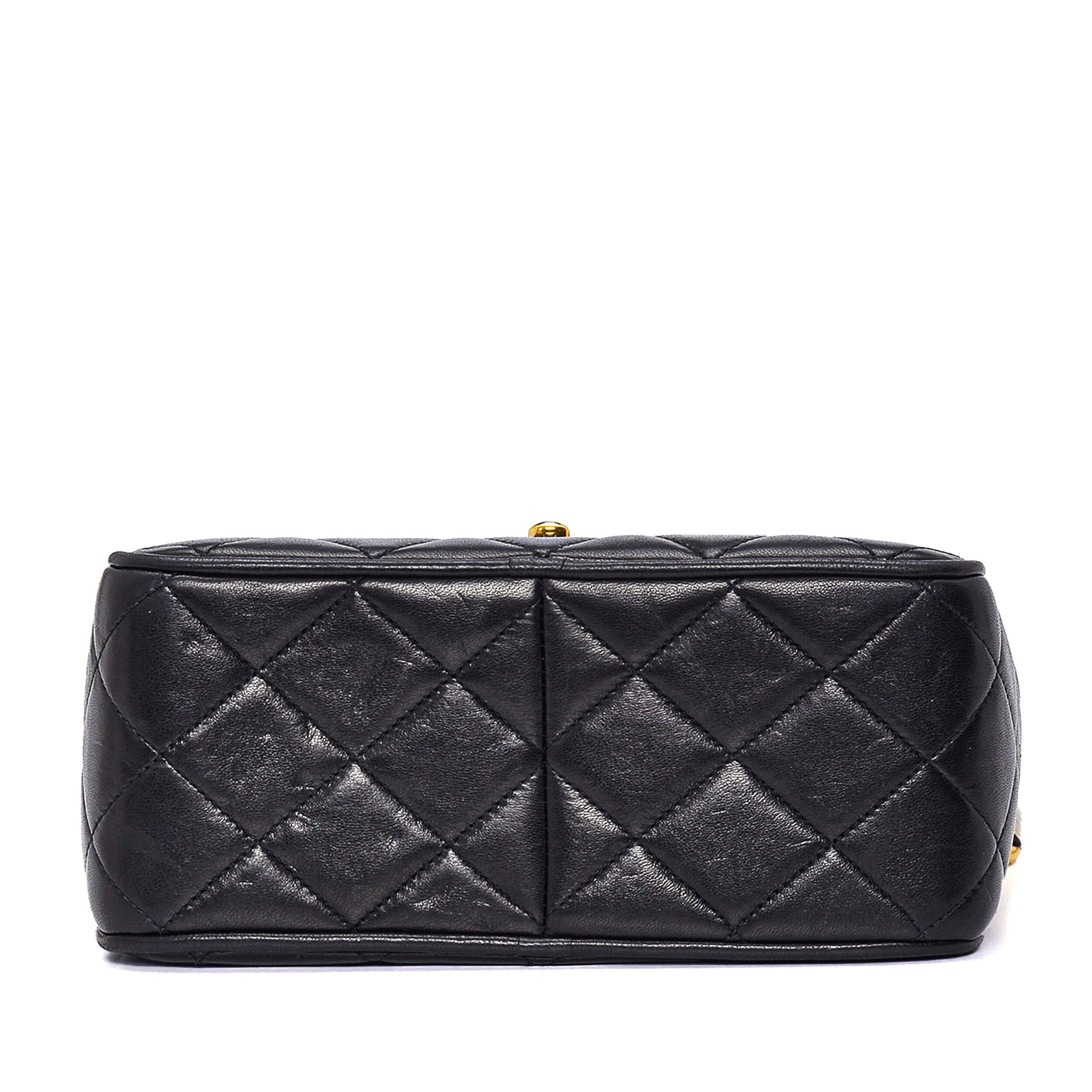 Chanel - Dark Brown Quilted Lambskin Leather Fringe Small Camera Bag